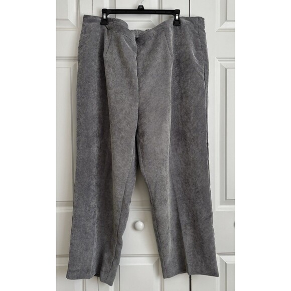 ALFRED DUNNER WOMEN'S PANTS CORDUROY GREY SIZE 20W PULLON ELASTIC WAIST POCKETS - Picture 3 of 5